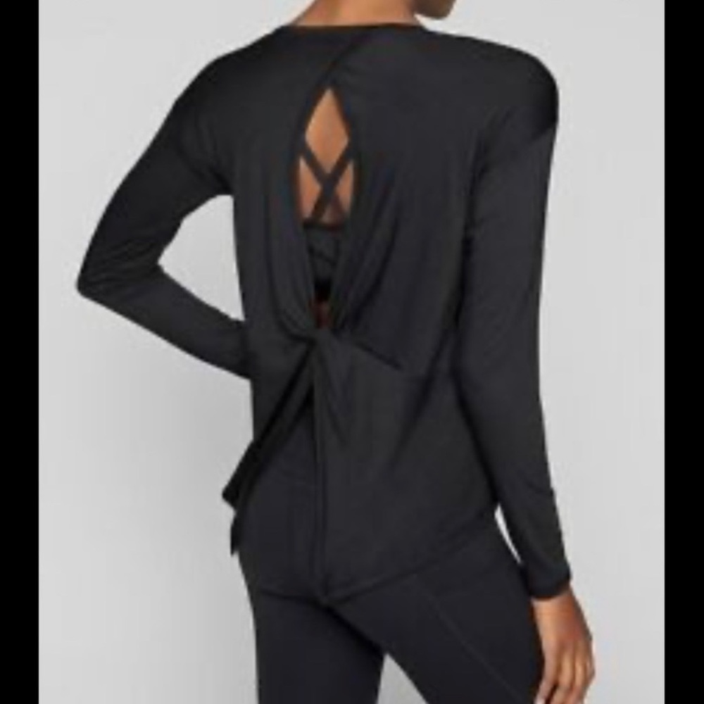 Athleta Small Open Back Top Long Sleeve Scoop Neck
